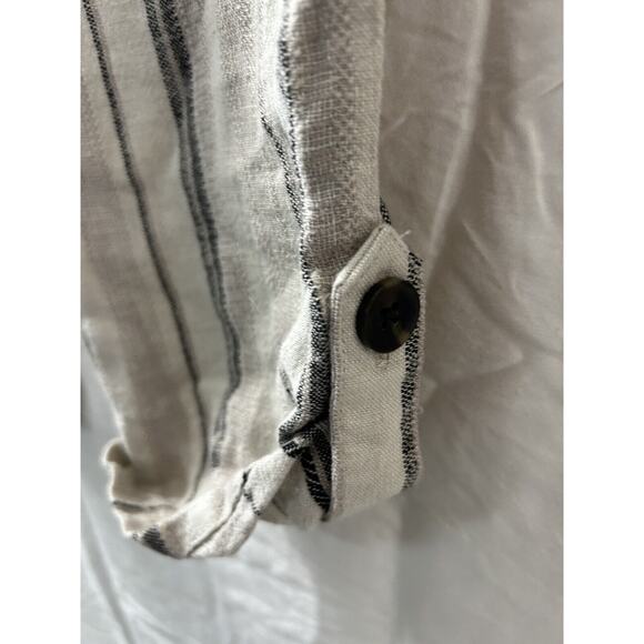 SO Womens Size M Striped Linen & Rayon Wide Leg Elastic Waist Beach Pants Boho - Picture 9 of 15